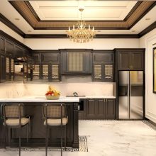 Tủ Bếp Gỗ Sồi Phủ Sơn Tự Nhiên Thiết Kế Tối Giản - TBTN076