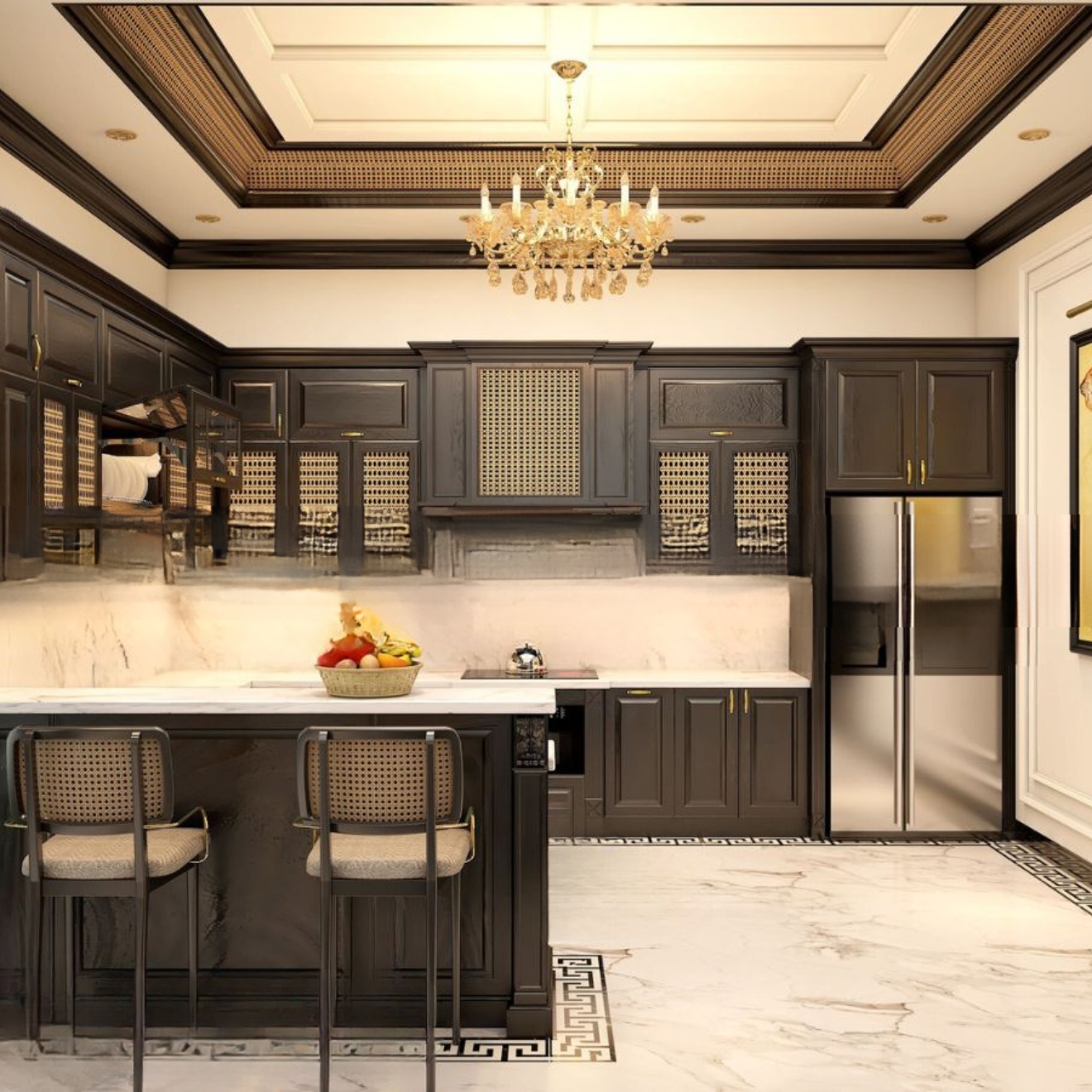 Tủ Bếp Gỗ Sồi Phủ Sơn Tự Nhiên Thiết Kế Tối Giản - TBTN076